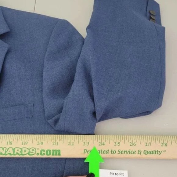 Wall Street Mens 44S Nautical Blue/ Gold Lion 2 Button Sports Coat Blazer Jacket - Picture 9 of 12